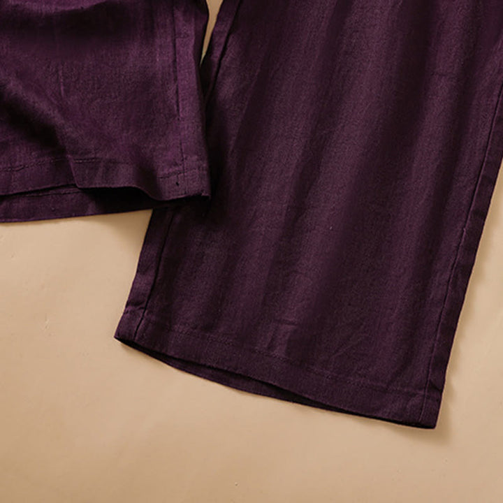 Pantalones casuales de algodón con diseño de pierna recta y bolsillos para mujer, de Buddha Stones, de largo 7-8. - image 17