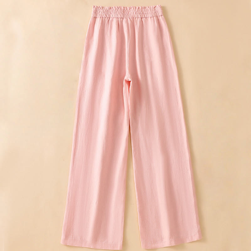 Pantalones casuales de algodón con diseño de pierna recta y bolsillos para mujer, de Buddha Stones, de largo 7-8. - image 21