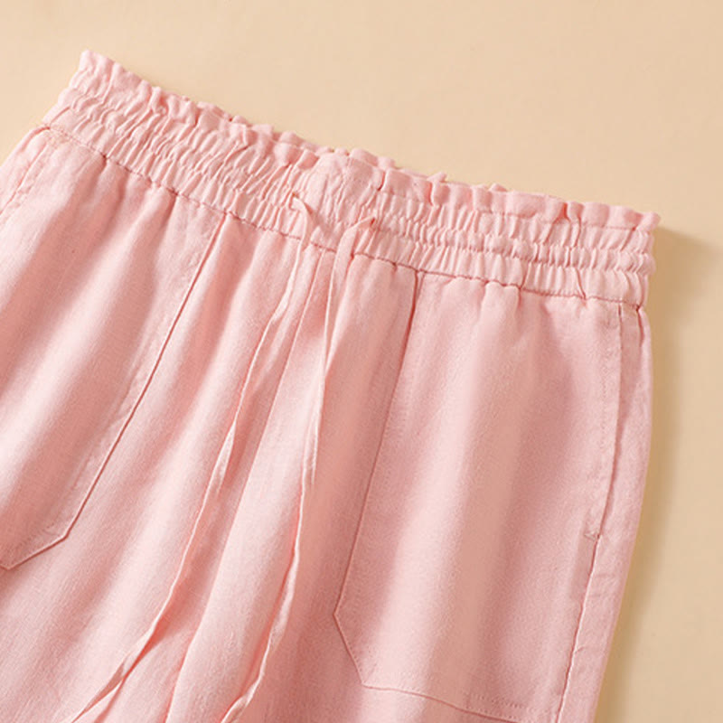 Pantalones casuales de algodón con diseño de pierna recta y bolsillos para mujer, de Buddha Stones, de largo 7-8. - image 26