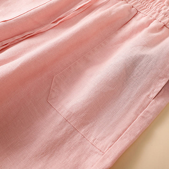 Pantalones casuales de algodón con diseño de pierna recta y bolsillos para mujer, de Buddha Stones, de largo 7-8. - image 25