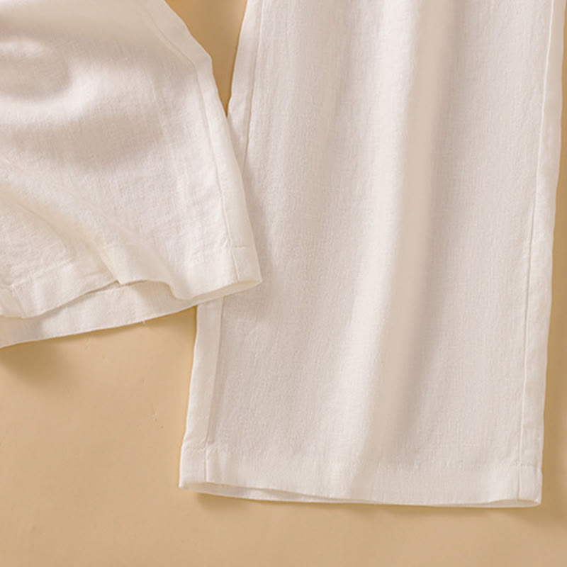 Pantalones casuales de algodón con diseño de pierna recta y bolsillos para mujer, de Buddha Stones, de largo 7-8. - image 31