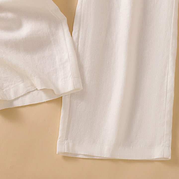 Pantalones casuales de algodón con diseño de pierna recta y bolsillos para mujer, de Buddha Stones, de largo 7-8. - image 31