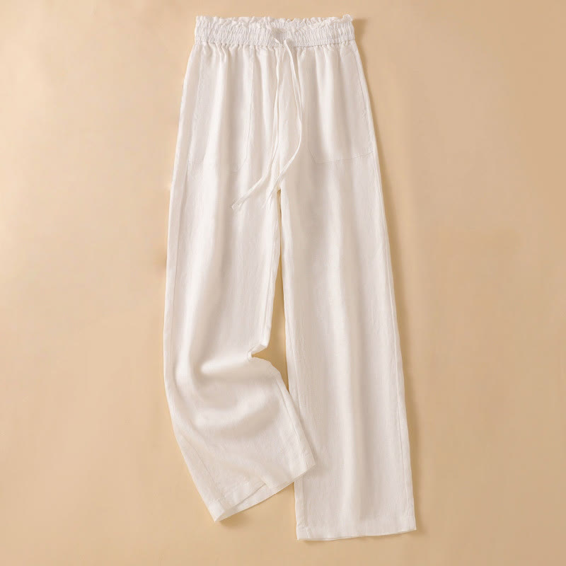 Pantalones casuales de algodón con diseño de pierna recta y bolsillos para mujer, de Buddha Stones, de largo 7-8. - FloralBlanco - US12, UK/AU16, EU44 (2XL) - image 27