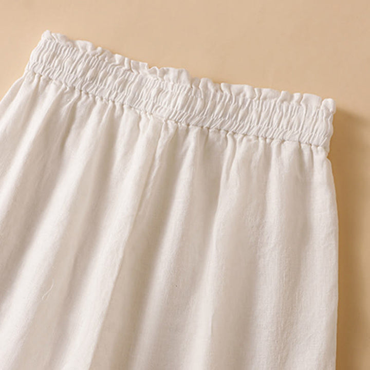 Pantalones casuales de algodón con diseño de pierna recta y bolsillos para mujer, de Buddha Stones, de largo 7-8. - image 30