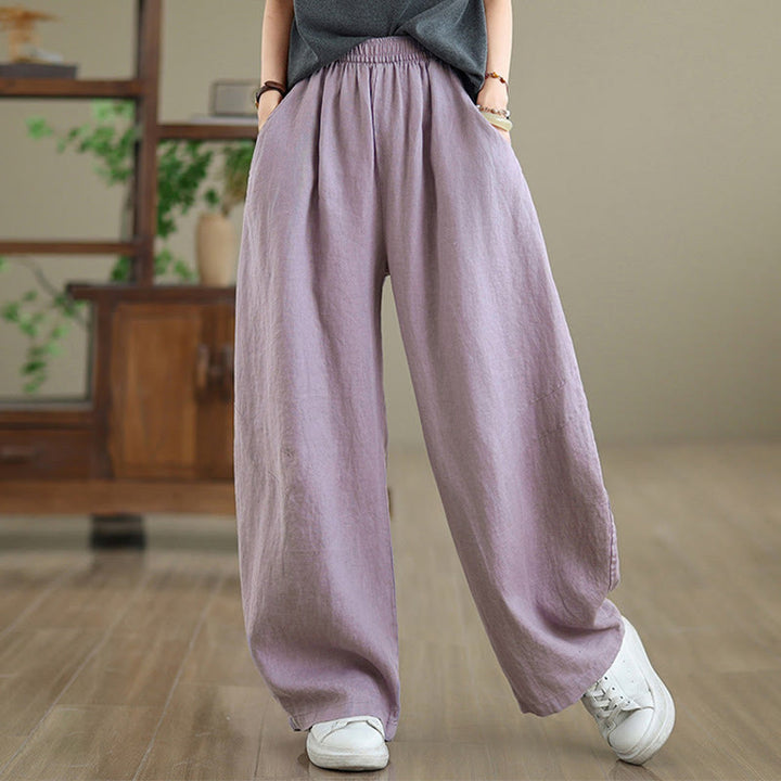 Pantalones anchos de algodón liso para mujer con bolsillos, estampado Buddha Stones. - image 5