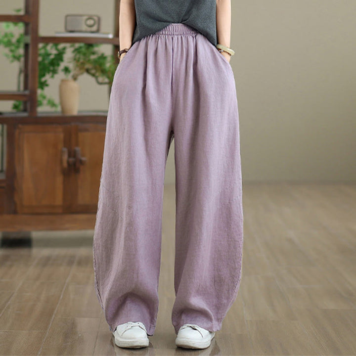 Pantalones anchos de algodón liso para mujer con bolsillos, estampado Buddha Stones. - image 1