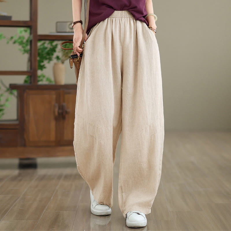 Pantalones anchos de algodón liso para mujer con bolsillos, estampado Buddha Stones. - PapayaWhip - US12, UK/AU16, EU44 (3XL) - image 12