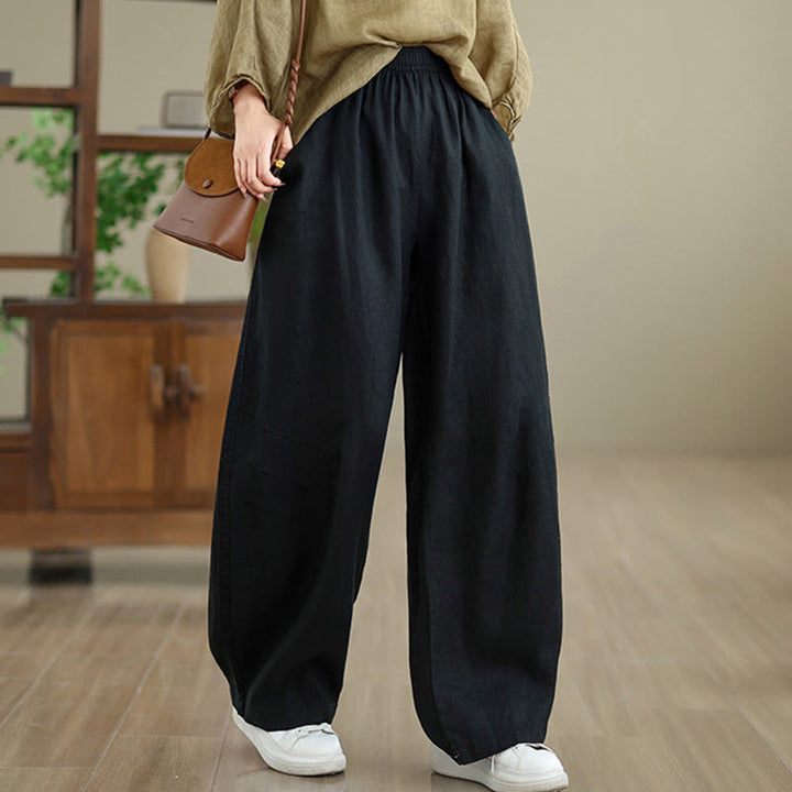 Pantalones anchos de algodón liso para mujer con bolsillos, estampado Buddha Stones. - Negro - US12, UK/AU16, EU44 (3XL) - image 24