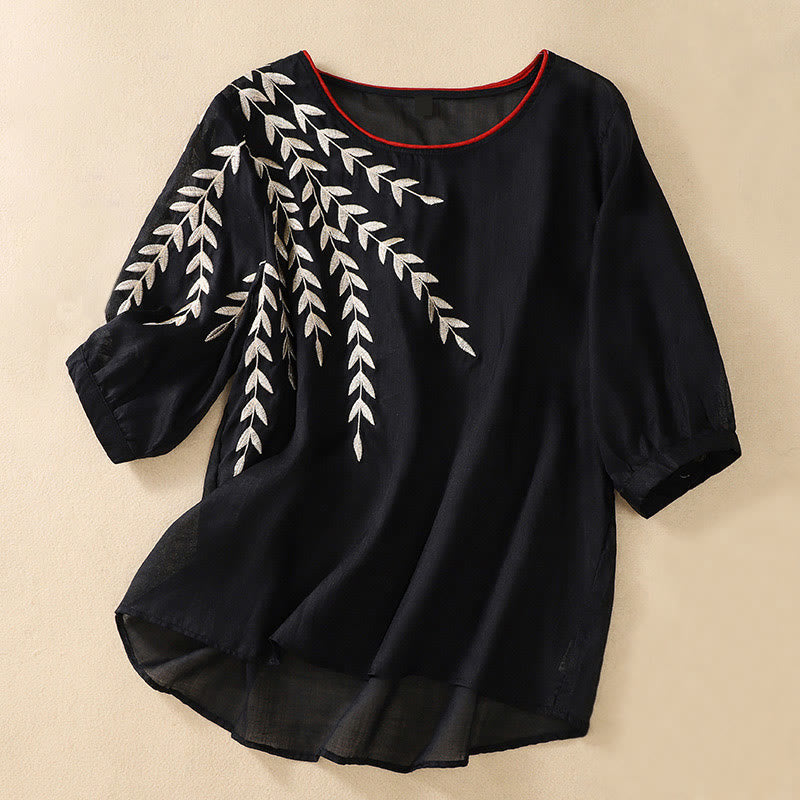 Camiseta de manga corta para mujer con bordado de Buddha Stones - Negro - US8-10，UK/AU12-14，EU40-42 (2XL) - image 22