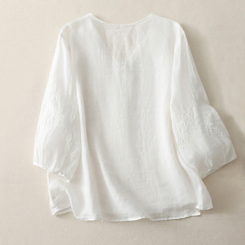 Camisa de mujer con botones y bordado de Buddha Stones - image 9
