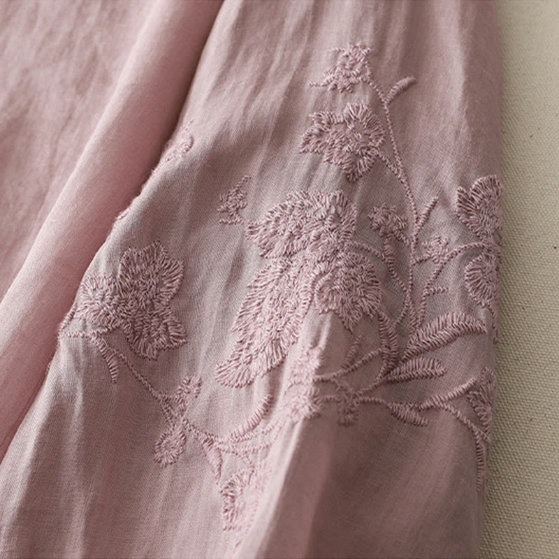 Camisa de lino y algodón con botones y bordado de Buddha Stones para mujer - image 20