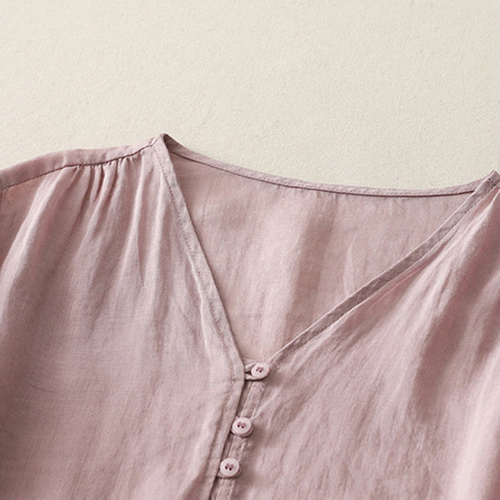 Camisa de mujer con botones y bordado de Buddha Stones - image 18