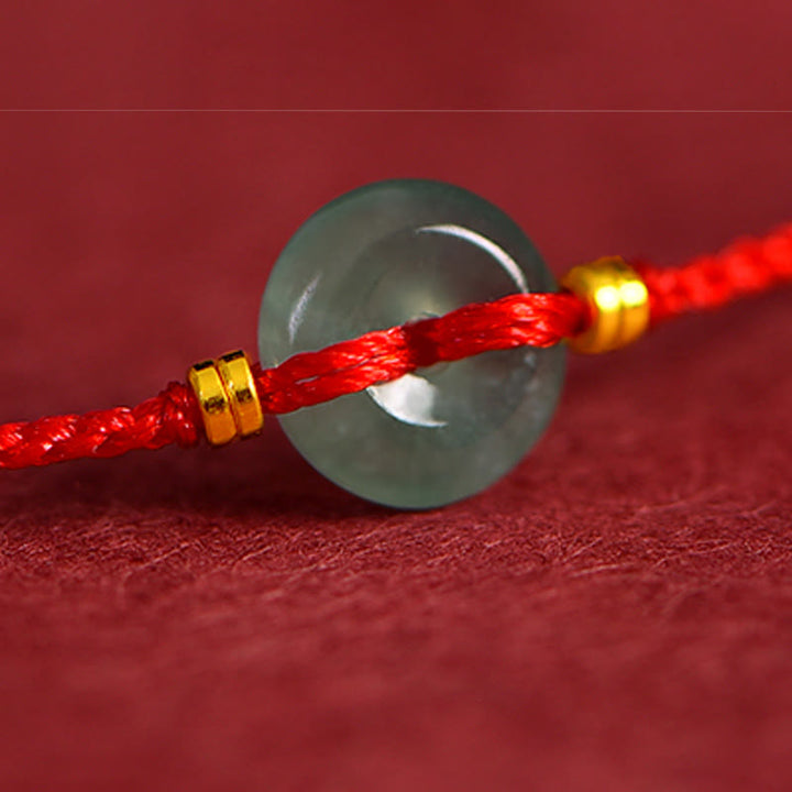 Pulsera de tobillo con Buddha Stones, hebilla de la paz, monedas de cobre y jade rojo - image 6
