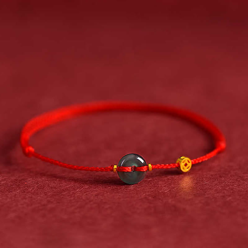 Pulsera de tobillo con Buddha Stones, hebilla de la paz, monedas de cobre y jade rojo - Tobillera (circunferencia: 16-23 cm) - image 1
