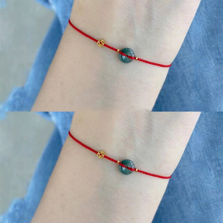 Pulsera de tobillo con Buddha Stones, hebilla de la paz, monedas de cobre y jade rojo - image 12