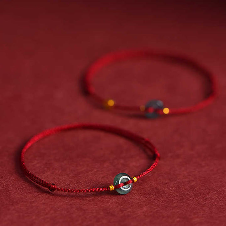 Pulsera de tobillo con Buddha Stones, hebilla de la paz, monedas de cobre y jade rojo - image 8