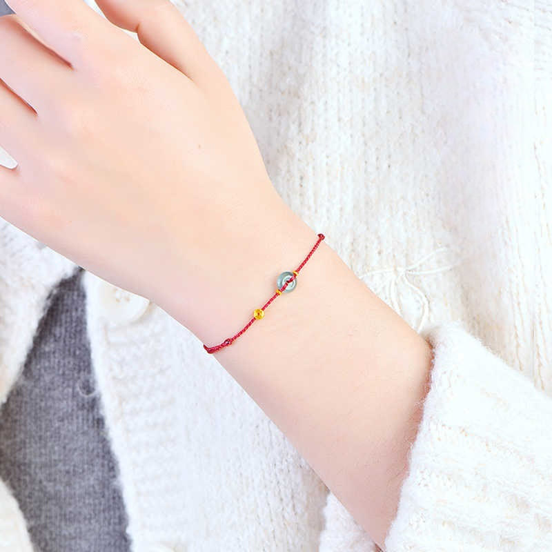 Pulsera de tobillo con Buddha Stones, hebilla de la paz, monedas de cobre y jade rojo - image 15