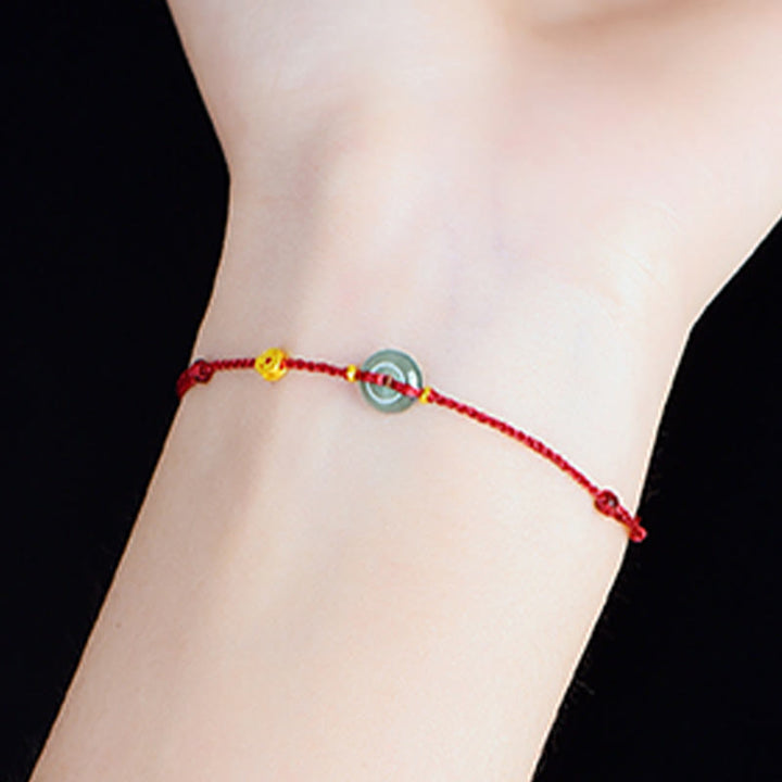 Pulsera de tobillo con Buddha Stones, hebilla de la paz, monedas de cobre y jade rojo - image 11