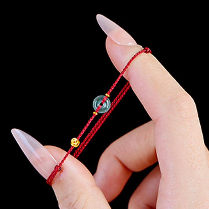Pulsera de tobillo con Buddha Stones, hebilla de la paz, monedas de cobre y jade rojo - image 13