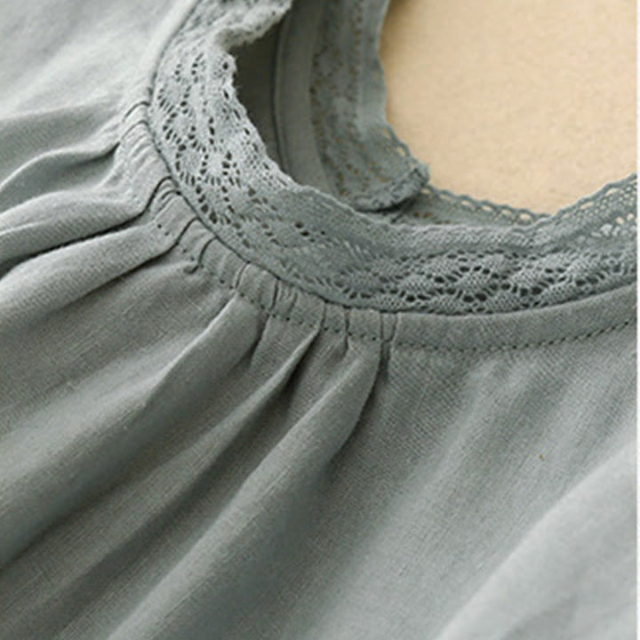 Camisa de algodón para mujer con mangas farol y estampado de Buddha Stones - image 7