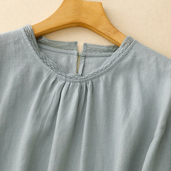 Camisa de algodón para mujer con mangas farol y estampado de Buddha Stones - image 3