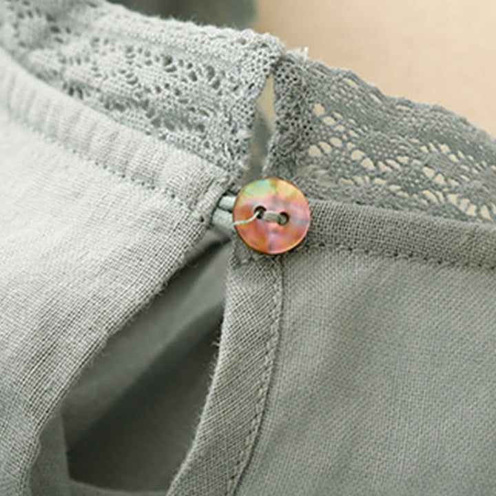 Camisa de algodón para mujer con mangas farol y estampado de Buddha Stones - image 8
