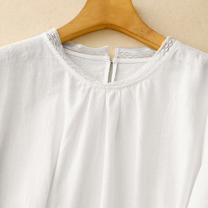Camisa de algodón para mujer con mangas farol y estampado de Buddha Stones - image 14