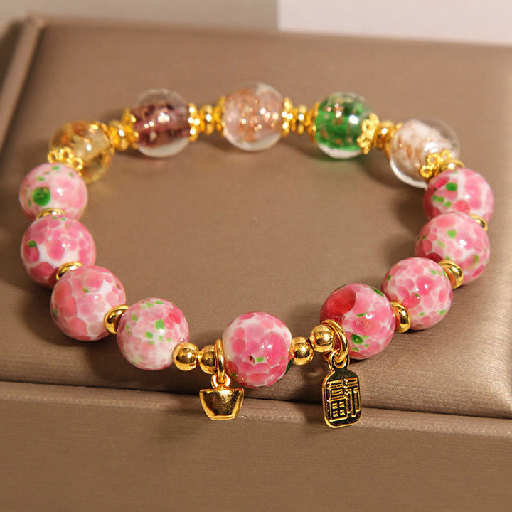 Pulsera de la suerte Liuli rosa con el personaje Fu de Buddha Stones - image 2