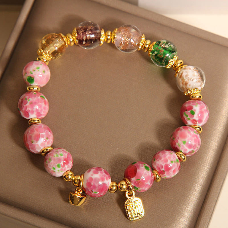 Pulsera de la suerte Liuli rosa con el personaje Fu de Buddha Stones - image 3