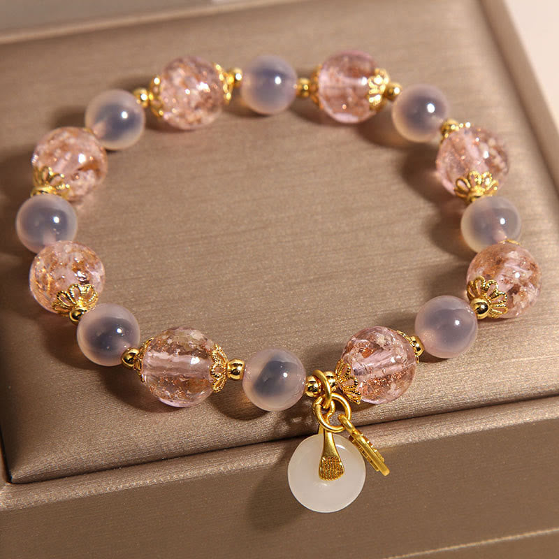 Pulsera curativa de ágata dulce Liuli con hebilla de paz y carácter Fu de Buddha Stones - image 8