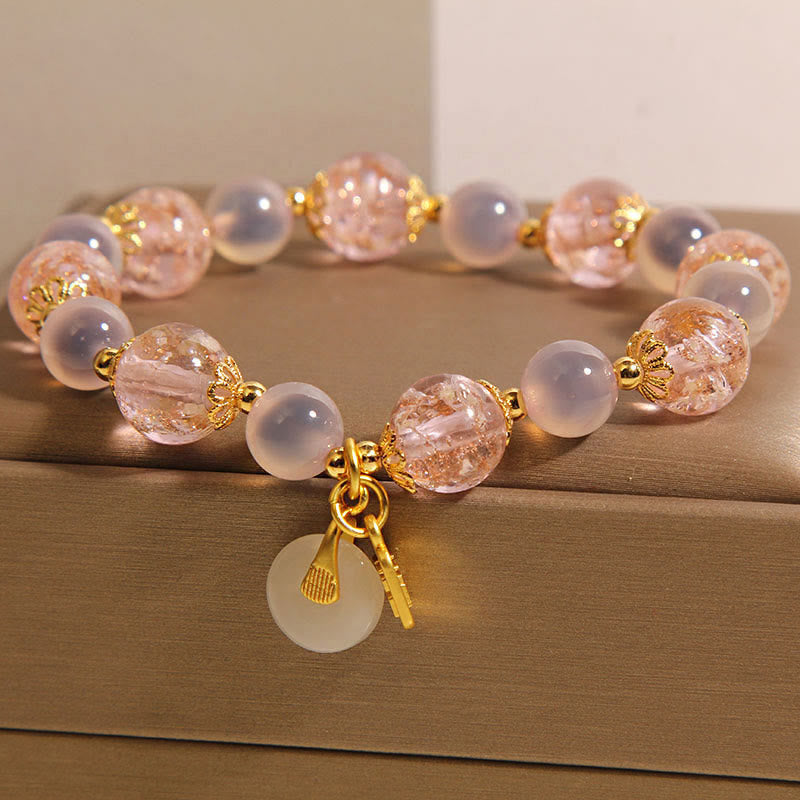 Pulsera curativa de ágata dulce Liuli con hebilla de paz y carácter Fu de Buddha Stones - image 2