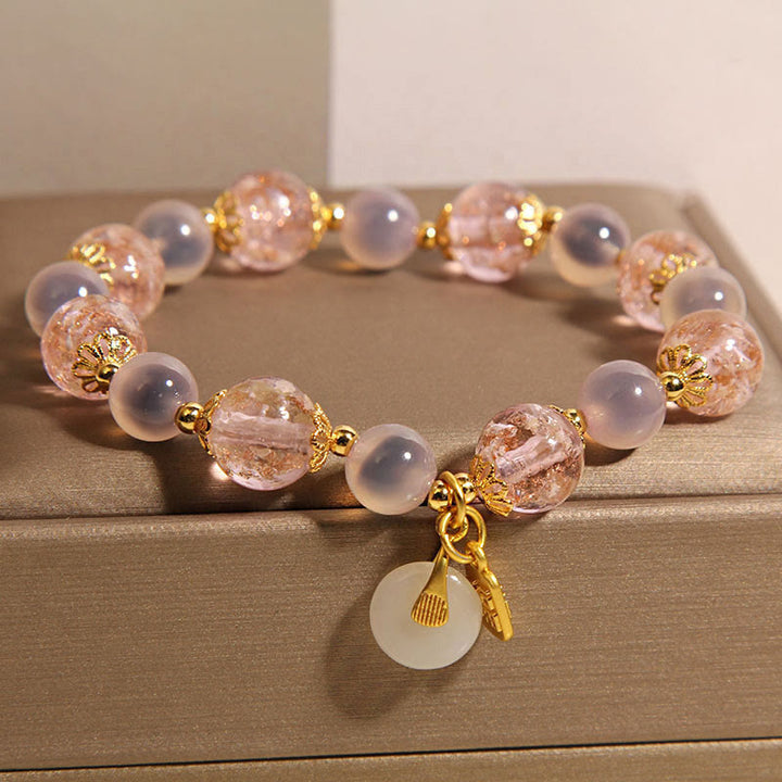 Pulsera curativa de ágata dulce Liuli con hebilla de paz y carácter Fu de Buddha Stones - image 2