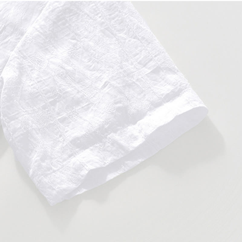 Camisa de manga corta con botones lisos y bolsillos para hombre Buddha Stones Commute - image 15