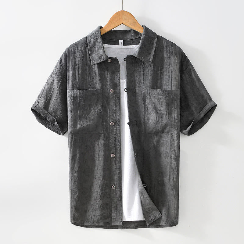 Camisa de manga corta con botones lisos y bolsillos para hombre Buddha Stones Commute - Gris pizarra - US/UK/AU42, EU52 (3XL) - image 1
