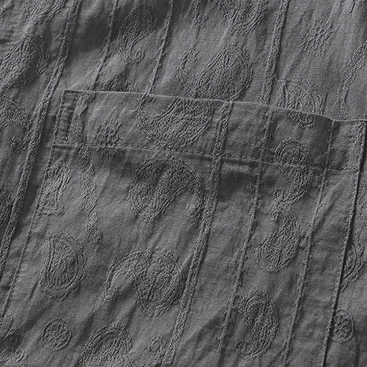 Camisa de manga corta con botones lisos y bolsillos para hombre Buddha Stones Commute - image 9