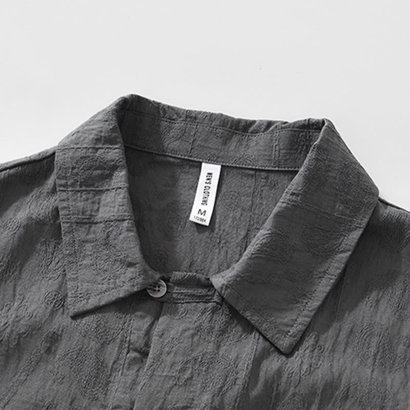 Camisa de manga corta con botones lisos y bolsillos para hombre Buddha Stones Commute - image 4