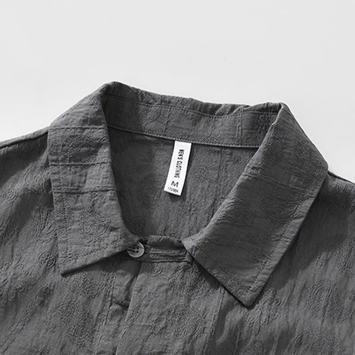 Camisa de manga corta con botones lisos y bolsillos para hombre Buddha Stones Commute - image 4