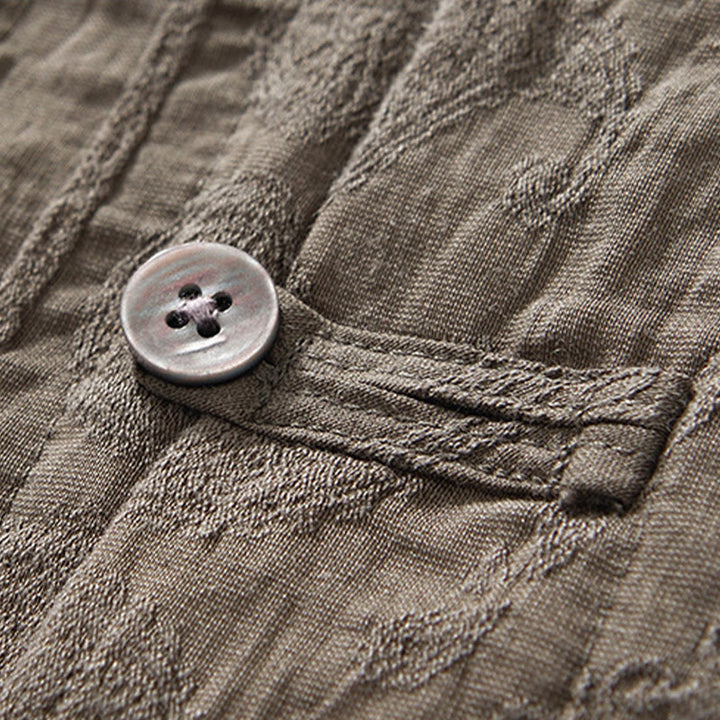 Camisa de manga corta con botones lisos y bolsillos para hombre Buddha Stones Commute - image 19