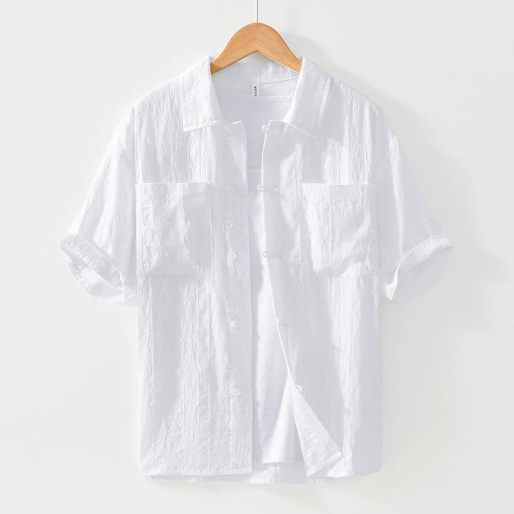 Camisa de manga corta con botones lisos y bolsillos para hombre Buddha Stones Commute - Blanco - US/UK/AU42, EU52 (3XL) - image 11