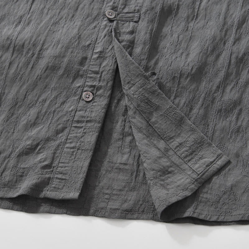 Camisa de manga corta con botones lisos y bolsillos para hombre Buddha Stones Commute - image 10