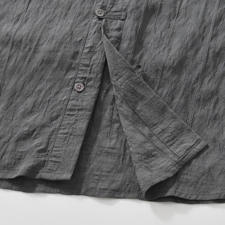 Camisa de manga corta con botones lisos y bolsillos para hombre Buddha Stones Commute - image 10