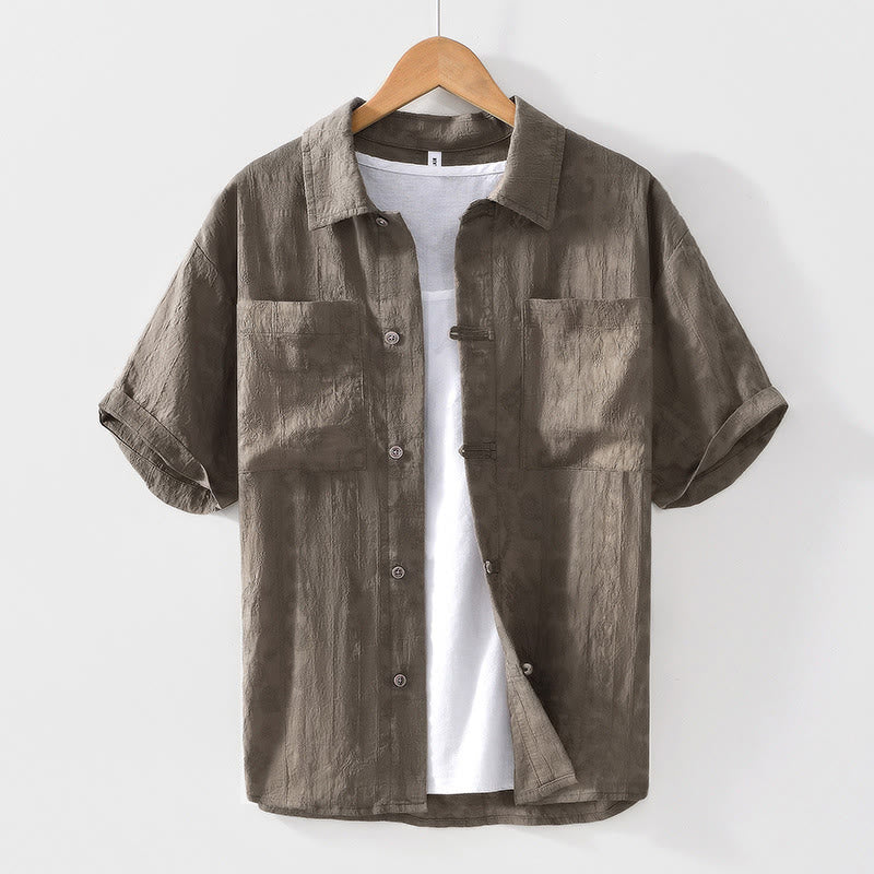 Camisa de manga corta con botones lisos y bolsillos para hombre Buddha Stones Commute - Aceituna - US/UK/AU42, EU52 (3XL) - image 17