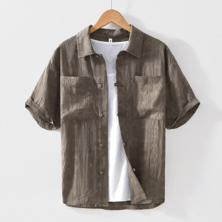 Camisa de manga corta con botones lisos y bolsillos para hombre Buddha Stones Commute - Aceituna - US/UK/AU42, EU52 (3XL) - image 17