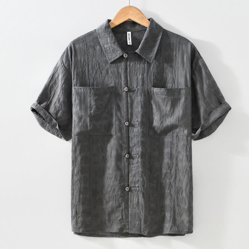 Camisa de manga corta con botones lisos y bolsillos para hombre Buddha Stones Commute - image 2