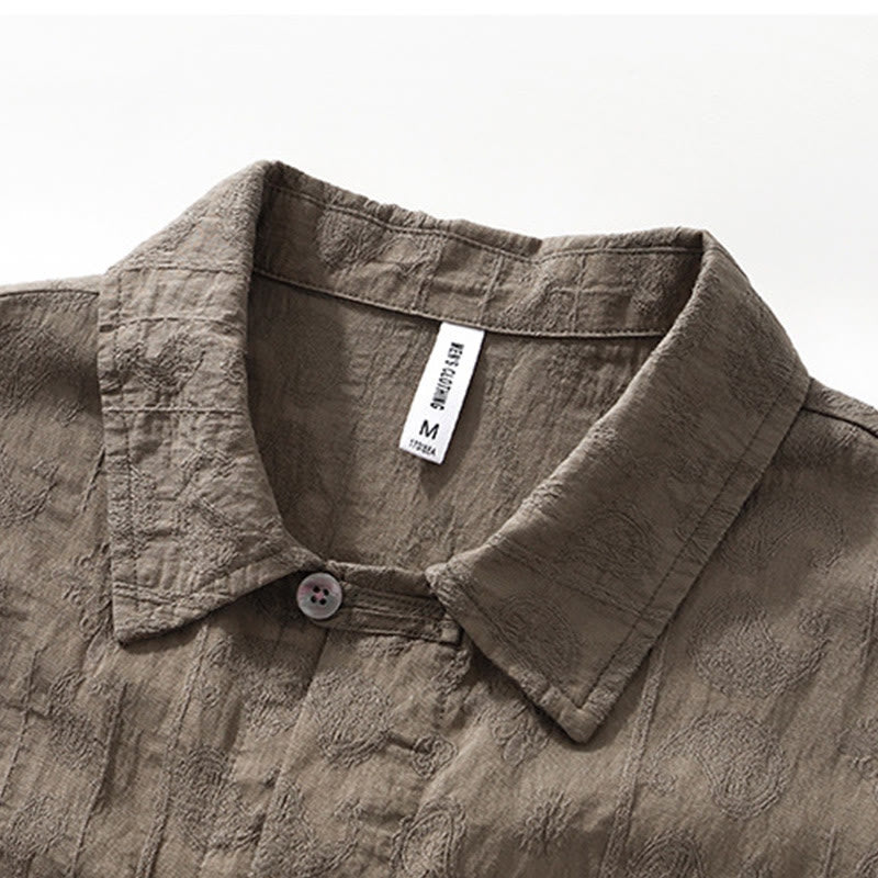 Camisa de manga corta con botones lisos y bolsillos para hombre Buddha Stones Commute - image 18
