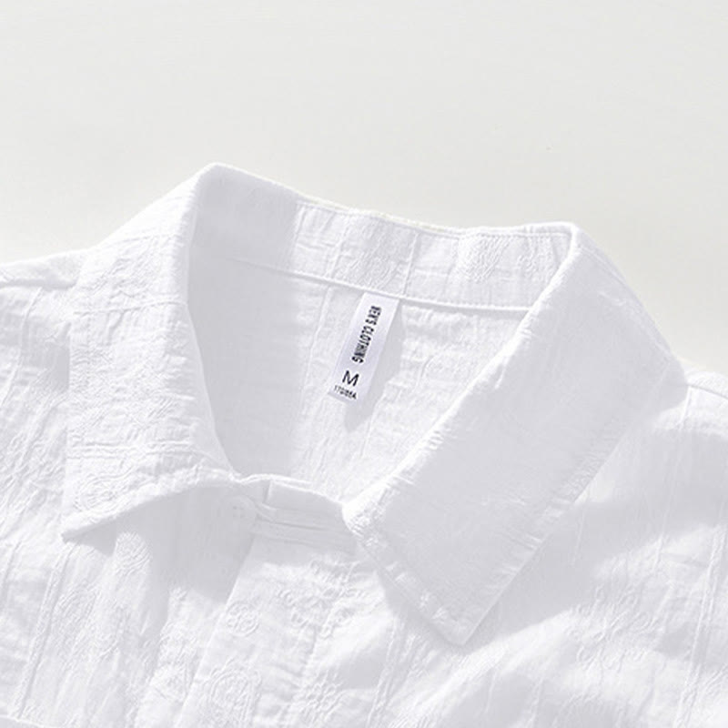 Camisa de manga corta con botones lisos y bolsillos para hombre Buddha Stones Commute - image 12