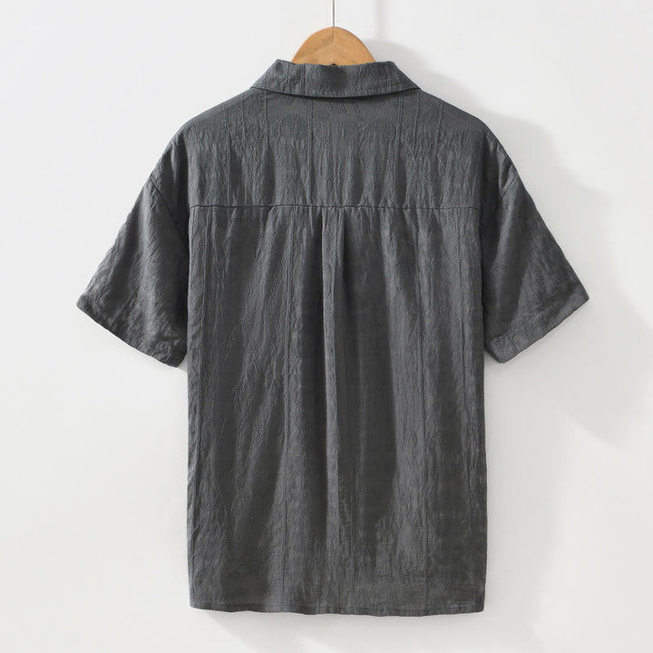 Camisa de manga corta con botones lisos y bolsillos para hombre Buddha Stones Commute - image 3