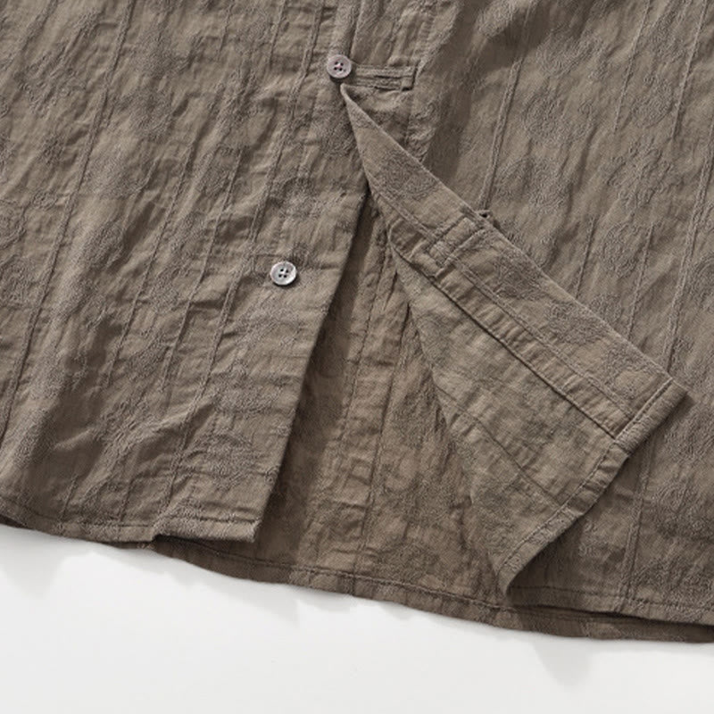 Camisa de manga corta con botones lisos y bolsillos para hombre Buddha Stones Commute - image 22