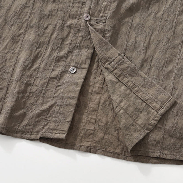 Camisa de manga corta con botones lisos y bolsillos para hombre Buddha Stones Commute - image 22
