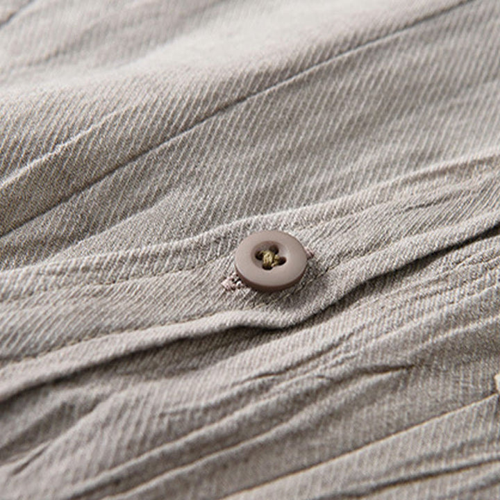 Camisa de lino ramio de manga larga para hombre con bolsillos y pliegues retro de Buddha Stones - image 14